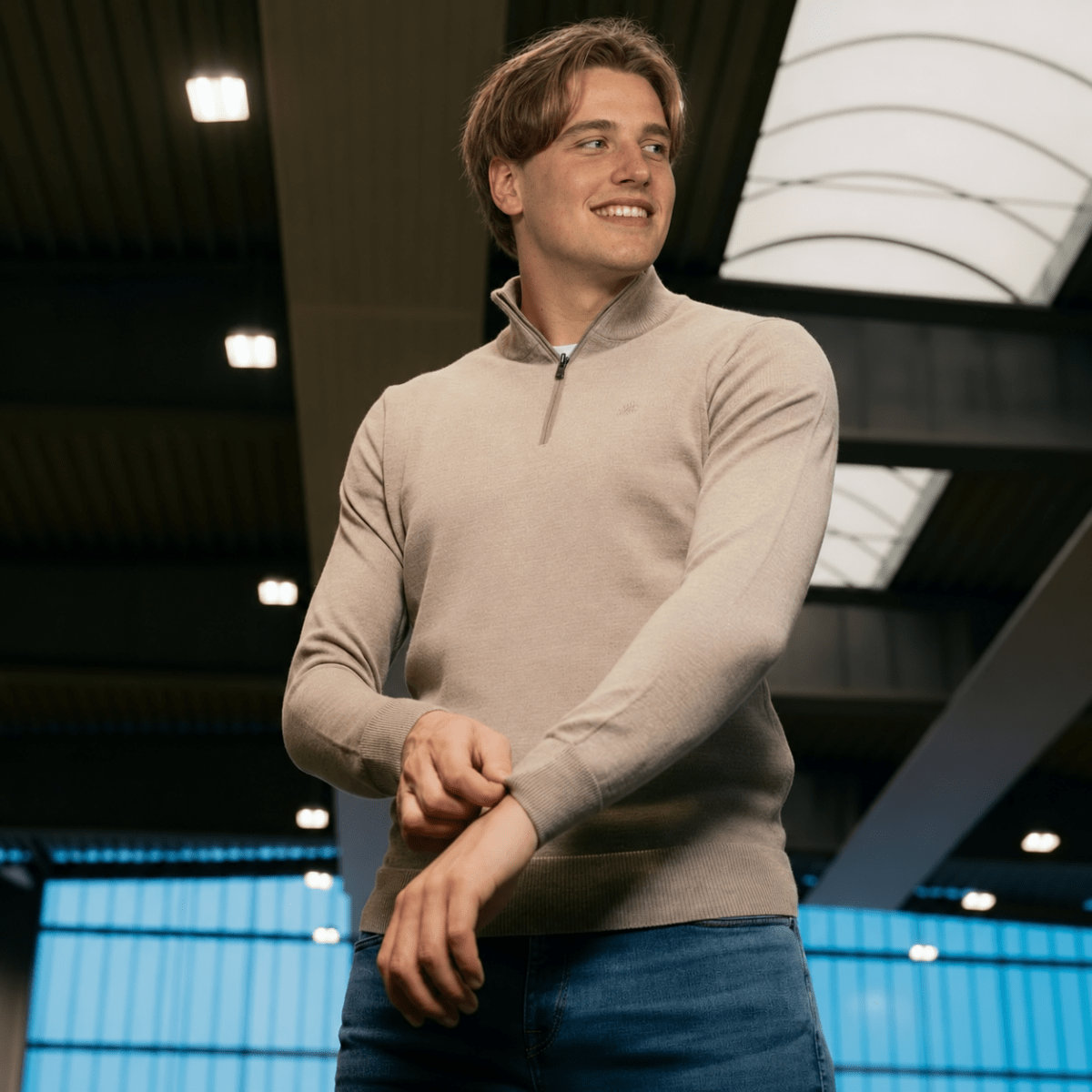 River Woods Sweater Zip Beige - Club Brugge Shop