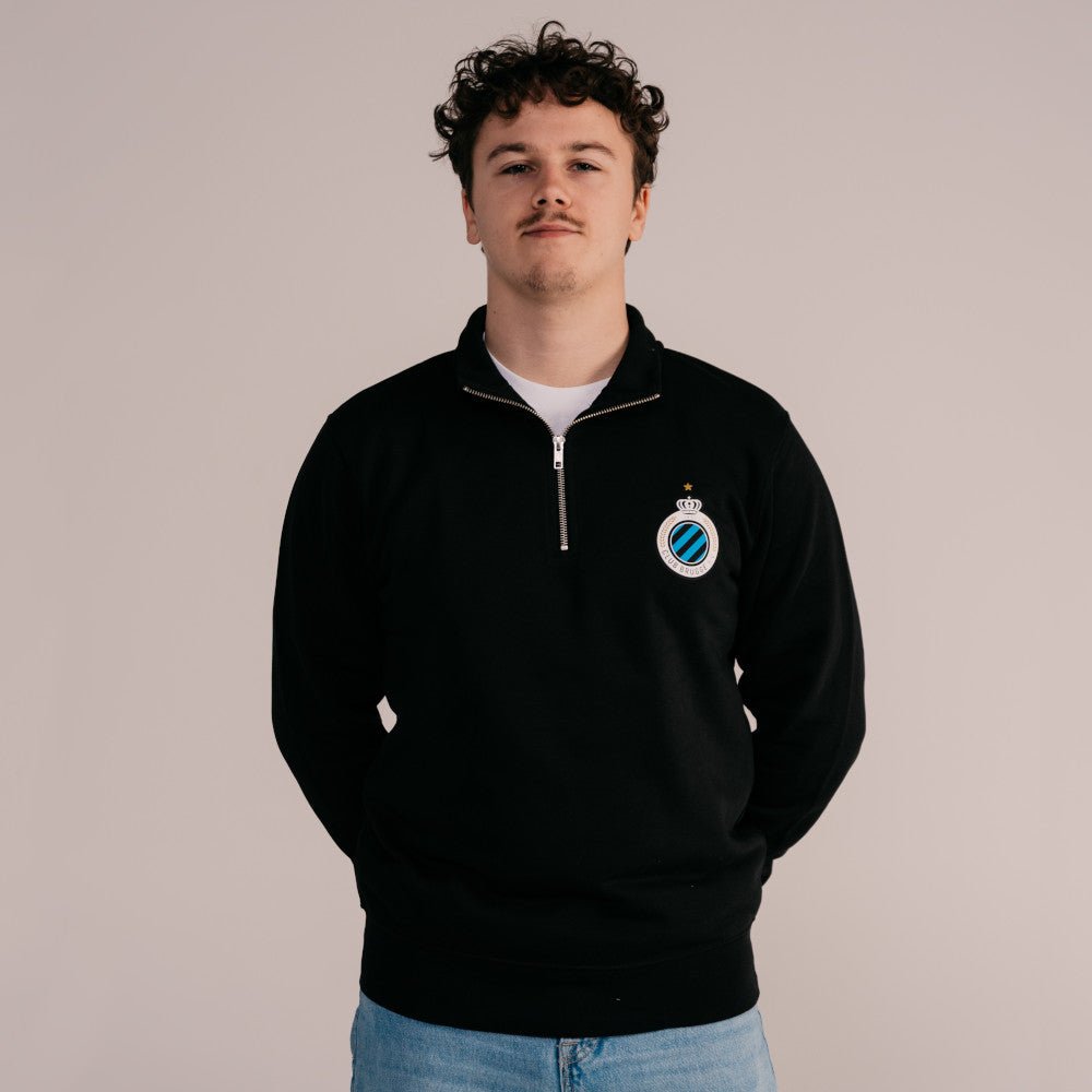 Sweater 1/4 zip Badge Black - Club Brugge Shop