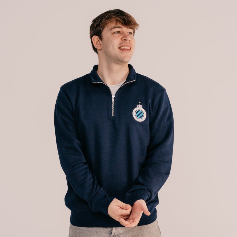 Sweater 1/4 zip Badge Navy - Club Brugge Shop
