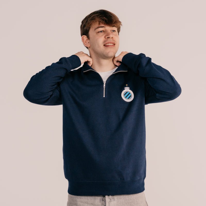 Sweater 1/4 zip Badge Navy - Club Brugge Shop